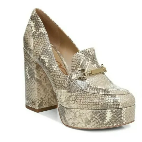 Sam Edelman size 11 Snakeskin Loafers with Gold Accent Sam Edelman Loraine Gold Loafers | Backwards Boutique main image 3